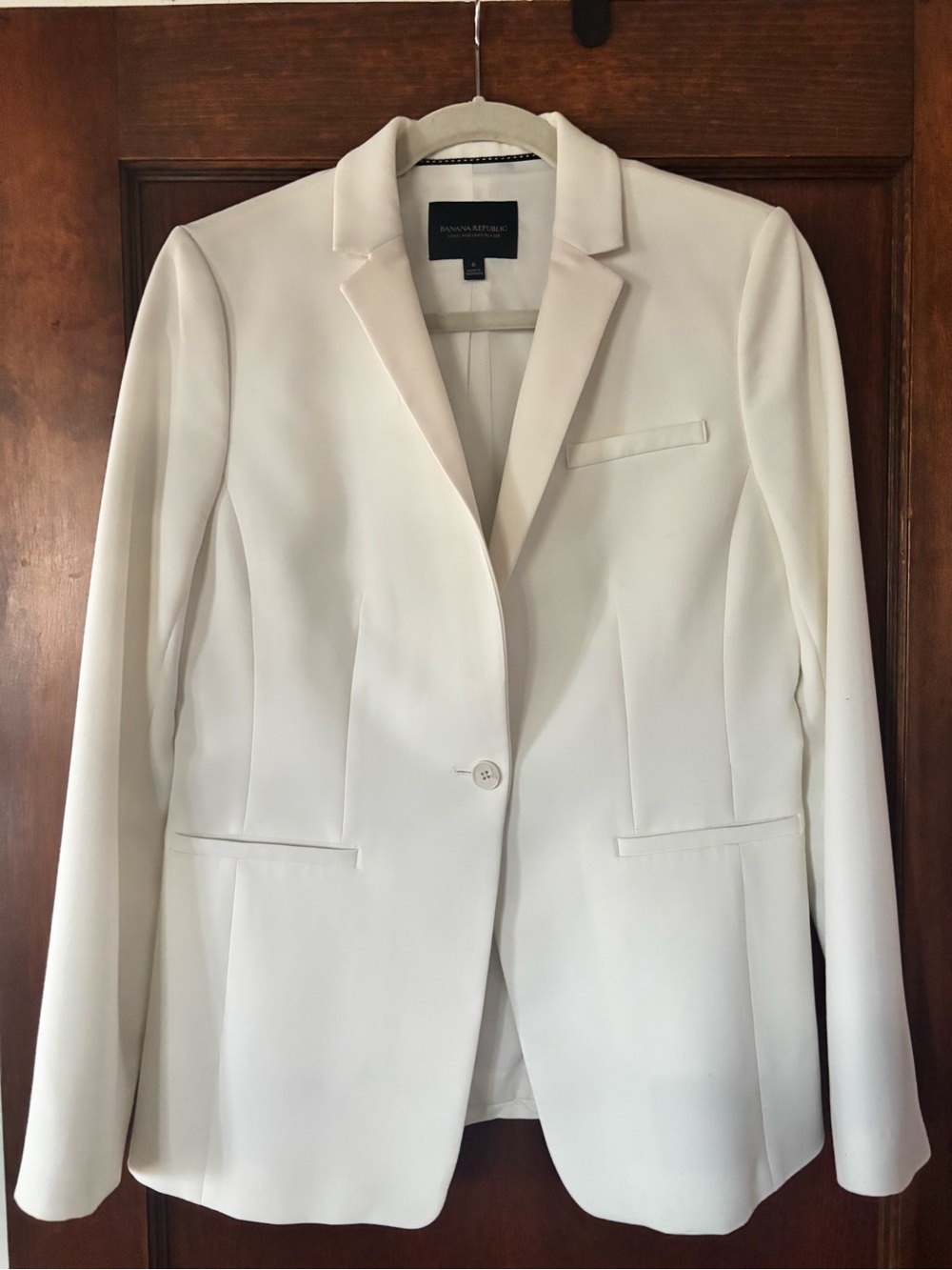 Banana Republic Cream Single-Button Tailored Blazer